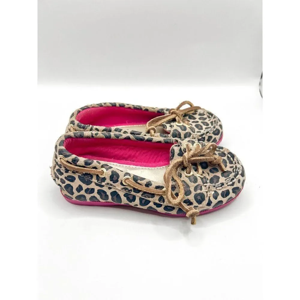Sperry Top Sider Leopard Print Pink Audrey Loafer Size 8.5